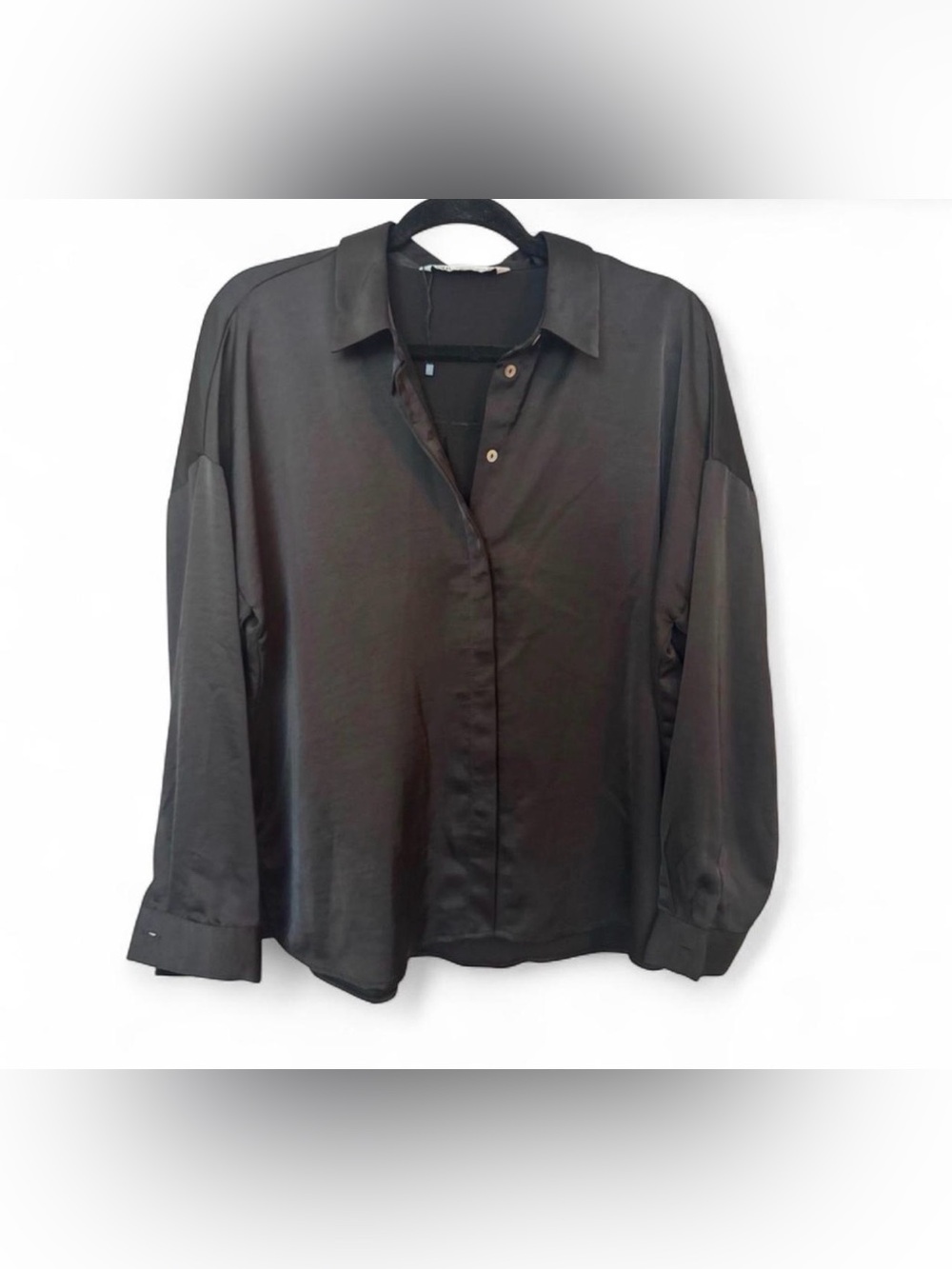 Zara button down satin blouse